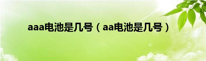 aaa电池是几号（aa电池是几号）