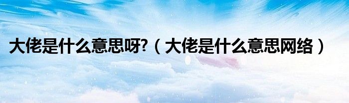 大佬是什么意思呀?（大佬是什么意思网络）