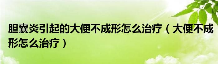 胆囊炎引起的大便不成形怎么治疗（大便不成形怎么治疗）