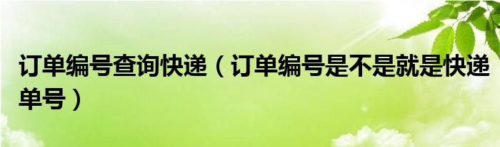 订单编号查询快递（订单编号是不是就是快递单号）