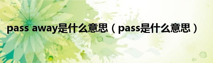 pass away是什么意思（pass是什么意思）