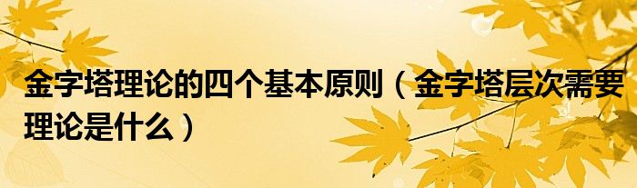 金字塔理论的四个基本原则（金字塔层次需要理论是什么）