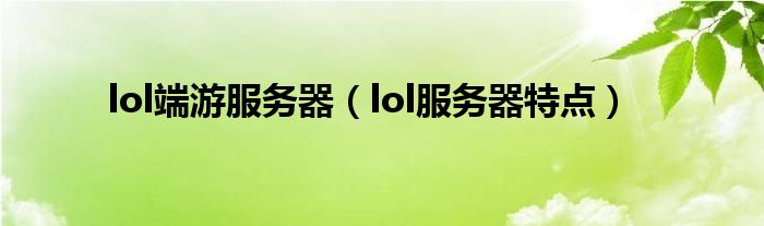 lol端游服务器（lol服务器特点）