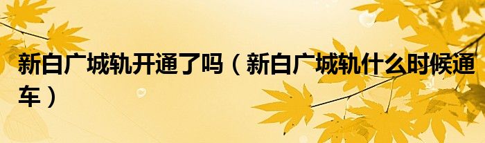 新白广城轨开通了吗（新白广城轨什么时候通车）