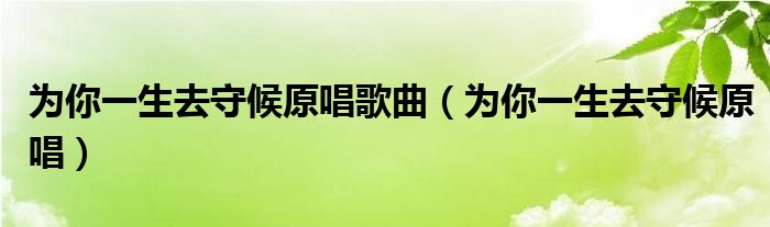 为你一生去守候原唱歌曲（为你一生去守候原唱）