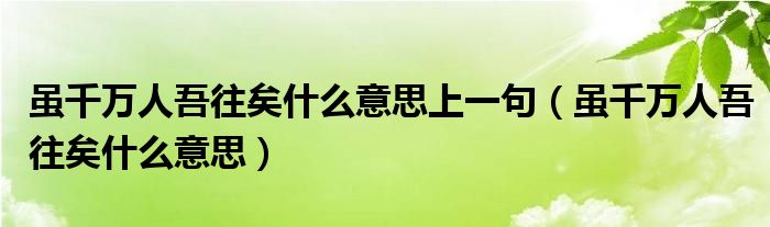 虽千万人吾往矣什么意思上一句（虽千万人吾往矣什么意思）