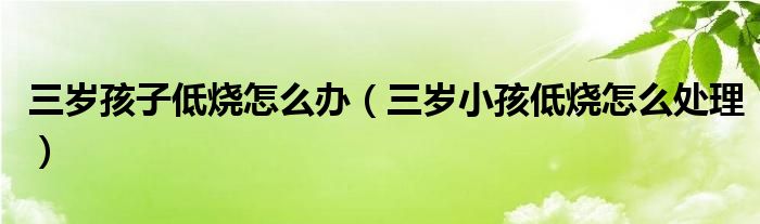 三岁孩子低烧怎么办（三岁小孩低烧怎么处理）