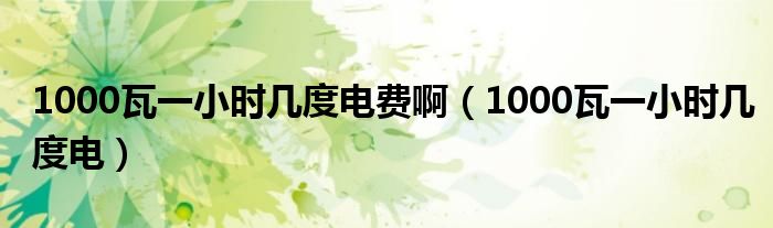 1000瓦一小时几度电费啊（1000瓦一小时几度电）