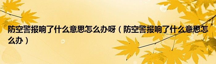 防空警报响了什么意思怎么办呀（防空警报响了什么意思怎么办）