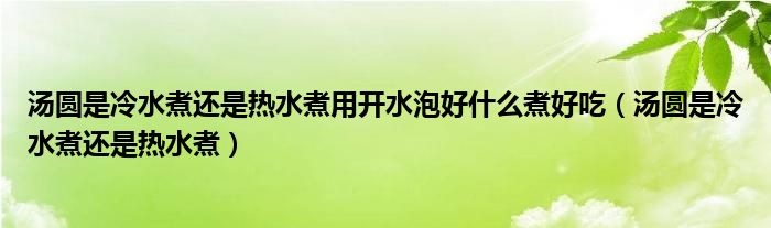 汤圆是冷水煮还是热水煮用开水泡好什么煮好吃（汤圆是冷水煮还是热水煮）