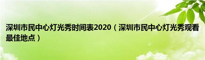 深圳市民中心灯光秀时间表2020（深圳市民中心灯光秀观看最佳地点）