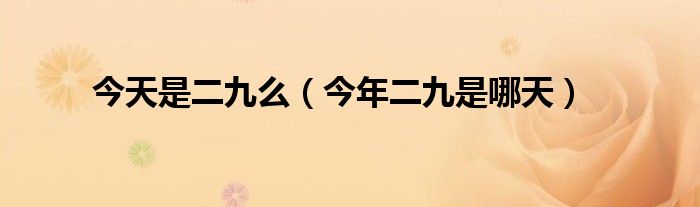 今天是二九么（今年二九是哪天）