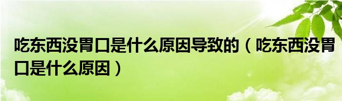 吃东西没胃口是什么原因导致的（吃东西没胃口是什么原因）