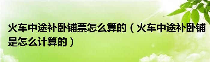 火车中途补卧铺票怎么算的（火车中途补卧铺是怎么计算的）