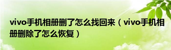 vivo手机相册删了怎么找回来（vivo手机相册删除了怎么恢复）