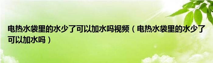 电热水袋里的水少了可以加水吗视频（电热水袋里的水少了可以加水吗）