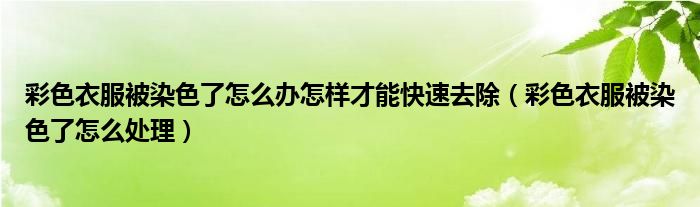 彩色衣服被染色了怎么办怎样才能快速去除（彩色衣服被染色了怎么处理）