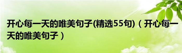 开心每一天的唯美句子(精选55句)（开心每一天的唯美句子）