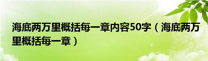 海底两万里概括每一章内容50字（海底两万里概括每一章）