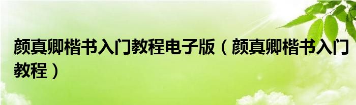 颜真卿楷书入门教程电子版（颜真卿楷书入门教程）