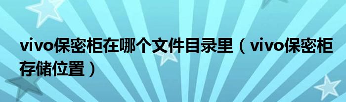 vivo保密柜在哪个文件目录里（vivo保密柜存储位置）