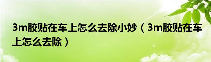 3m胶贴在车上怎么去除小妙（3m胶贴在车上怎么去除）