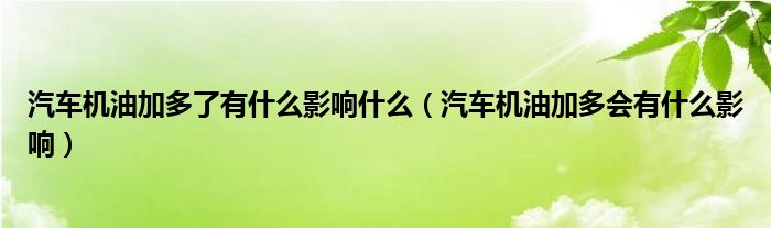 汽车机油加多了有什么影响什么（汽车机油加多会有什么影响）