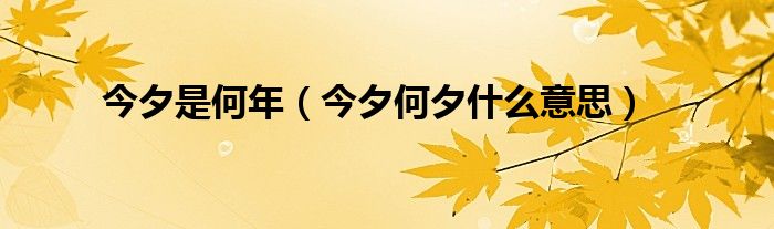 今夕是何年（今夕何夕什么意思）