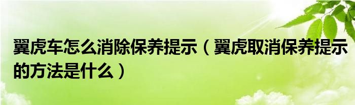 翼虎车怎么消除保养提示（翼虎取消保养提示的方法是什么）