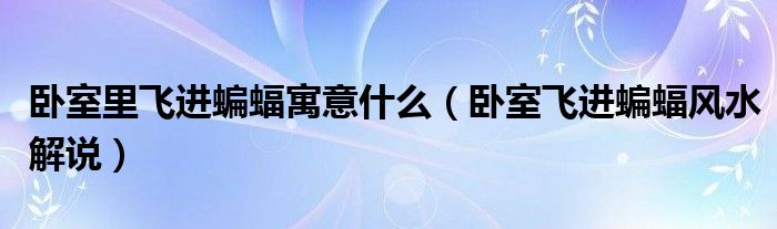 卧室里飞进蝙蝠寓意什么（卧室飞进蝙蝠风水解说）