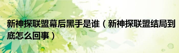 新神探联盟幕后黑手是谁（新神探联盟结局到底怎么回事）