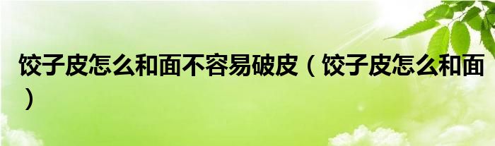 饺子皮怎么和面不容易破皮（饺子皮怎么和面）