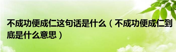 不成功便成仁这句话是什么（不成功便成仁到底是什么意思）