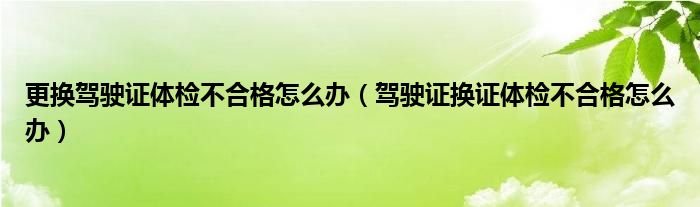 更换驾驶证体检不合格怎么办（驾驶证换证体检不合格怎么办）