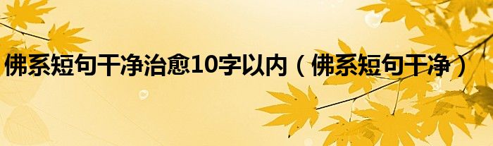 佛系短句干净治愈10字以内（佛系短句干净）