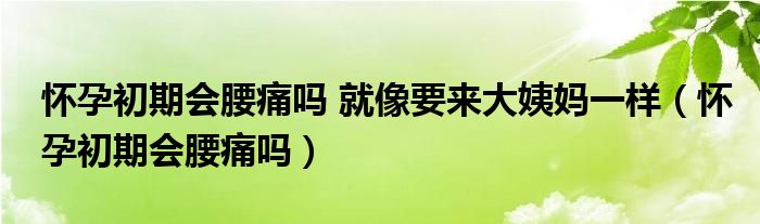 怀孕初期会腰痛吗 就像要来大姨妈一样（怀孕初期会腰痛吗）