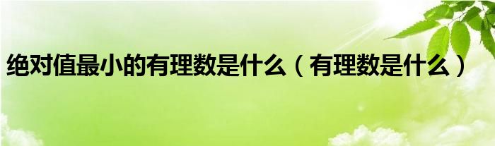 绝对值最小的有理数是什么（有理数是什么）