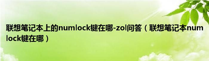 联想笔记本上的numlock键在哪-zol问答（联想笔记本numlock键在哪）