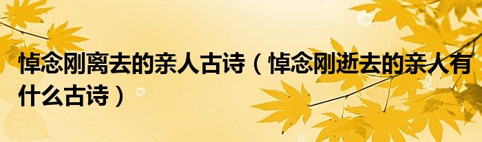 悼念刚离去的亲人古诗（悼念刚逝去的亲人有什么古诗）