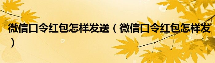 微信口令红包怎样发送（微信口令红包怎样发）