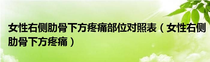 女性右侧肋骨下方疼痛部位对照表（女性右侧肋骨下方疼痛）