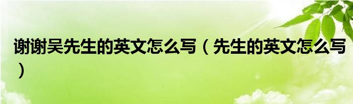 谢谢吴先生的英文怎么写（先生的英文怎么写）