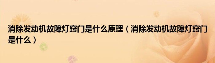 消除发动机故障灯窍门是什么原理（消除发动机故障灯窍门是什么）