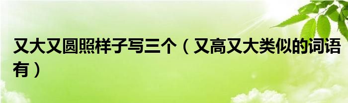 又大又圆照样子写三个（又高又大类似的词语有）