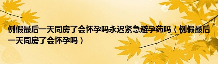 例假最后一天同房了会怀孕吗永迟紧急避孕药吗（例假最后一天同房了会怀孕吗）