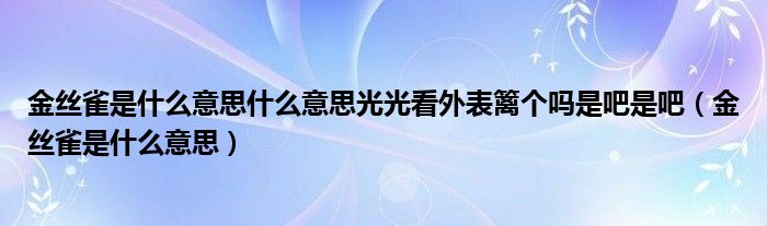 金丝雀是什么意思什么意思光光看外表篱个吗是吧是吧（金丝雀是什么意思）