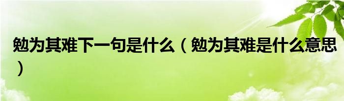 勉为其难下一句是什么（勉为其难是什么意思）