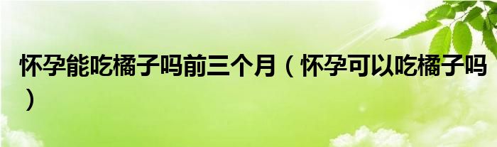 怀孕能吃橘子吗前三个月（怀孕可以吃橘子吗）