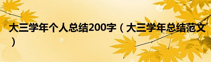 大三学年个人总结200字（大三学年总结范文）