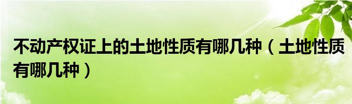 不动产权证上的土地性质有哪几种（土地性质有哪几种）